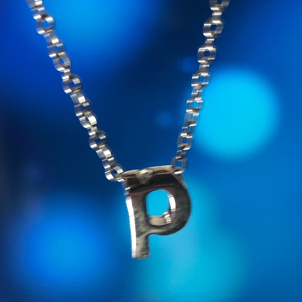 "P" Silver Charm Necklace